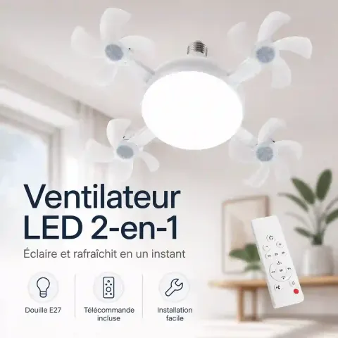 🌬️ AeroLumi™ – Ventilateur Plafonnier LED 2-en-1 💡
